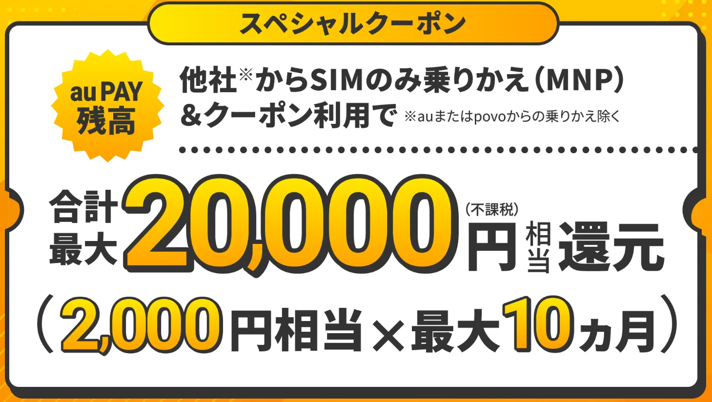 UQモバイルの乗り換え時・キャッシュバックのキャンペーン スペシャルクーポン
