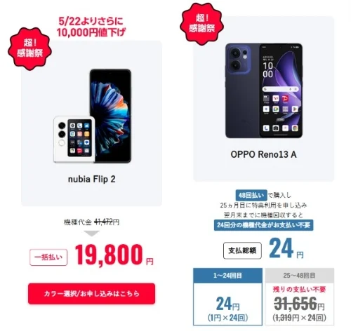 ワイモバイルの機種変更キャンペーンAndroid